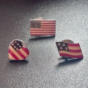American Flag Pin Set of 3 - Red, White, and Blue